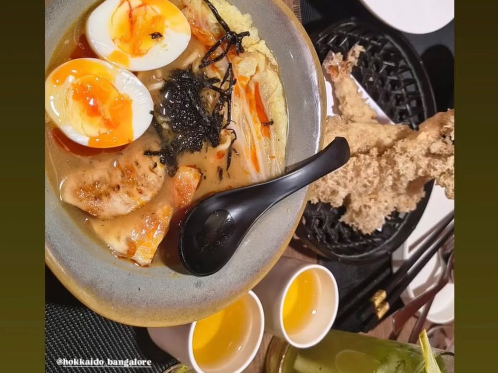 Japanese ramen with rich broth and toppings at Hokkaido, Indiranagar